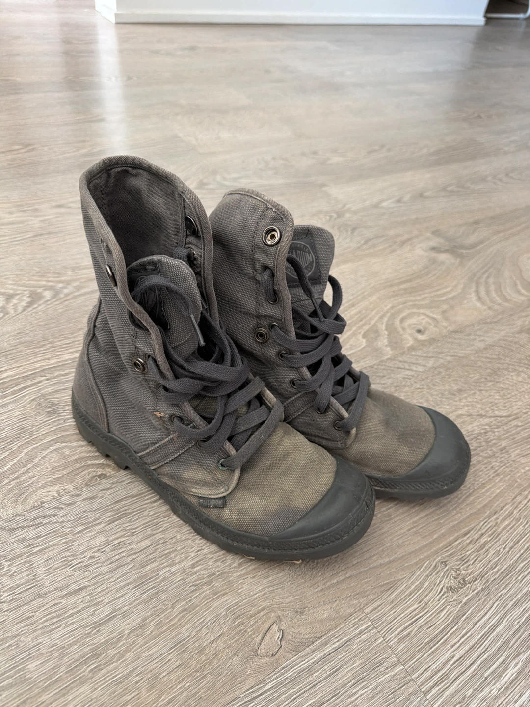 Palladium Grey Canvas Boots