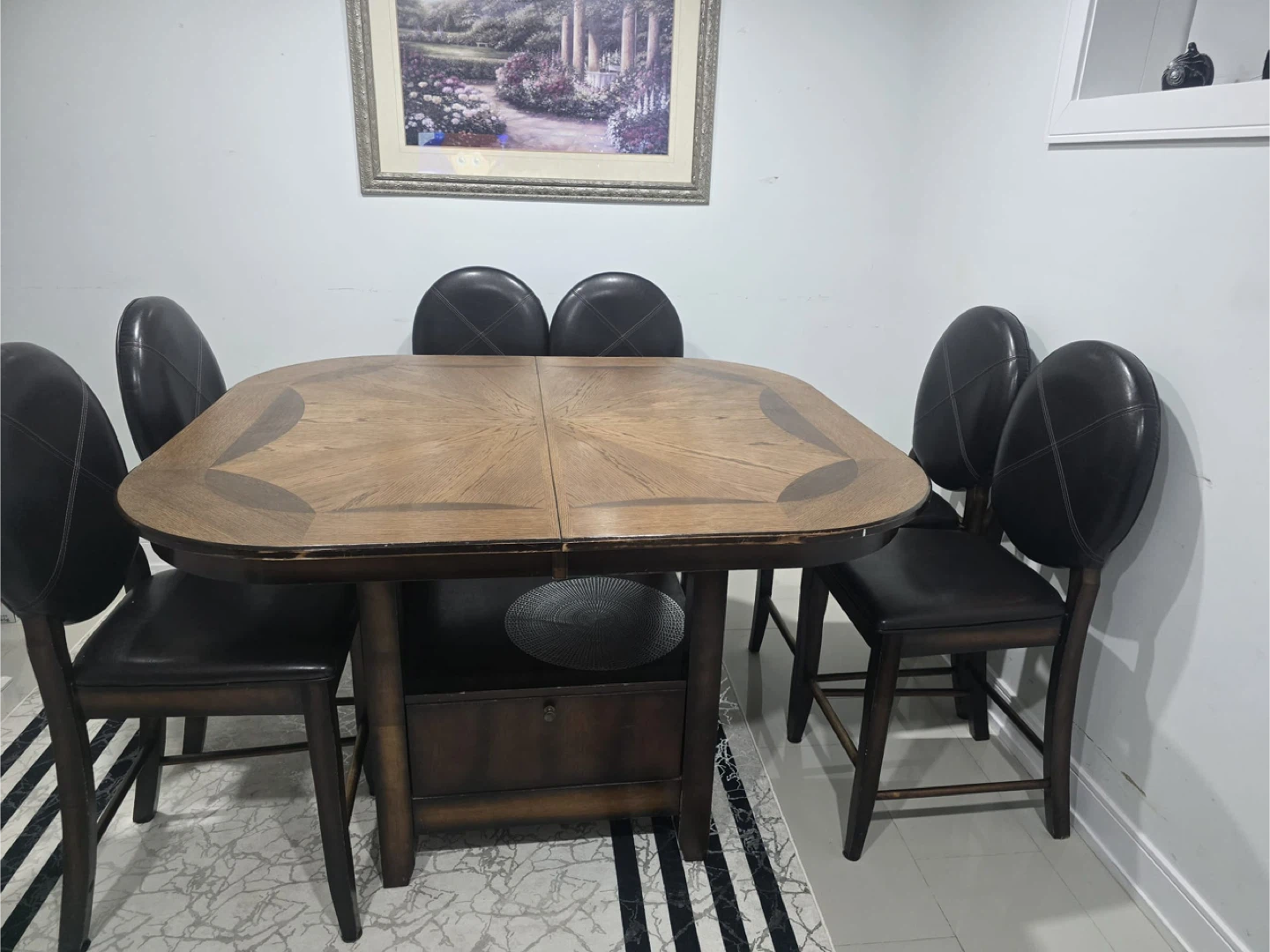 Wooden Dining Table with Storage Drawer