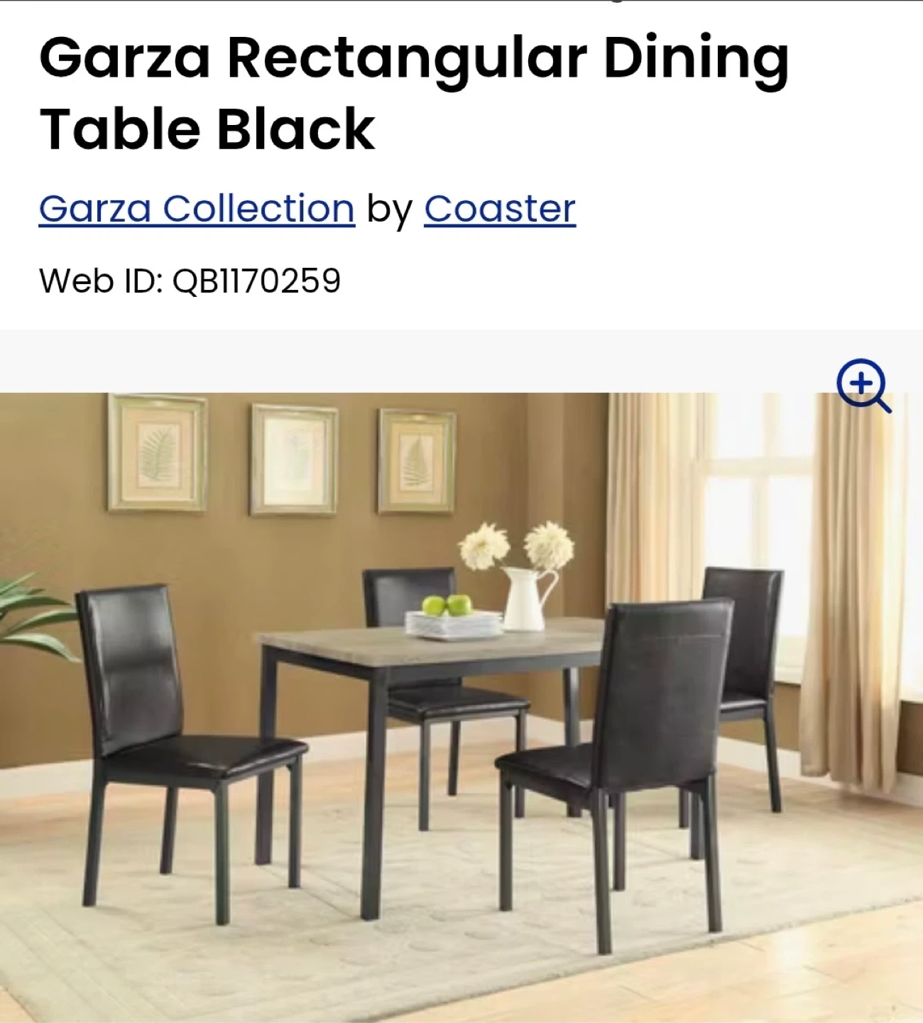 New in box Coaster Garza Rectangular Dining Table - Black - photo 3