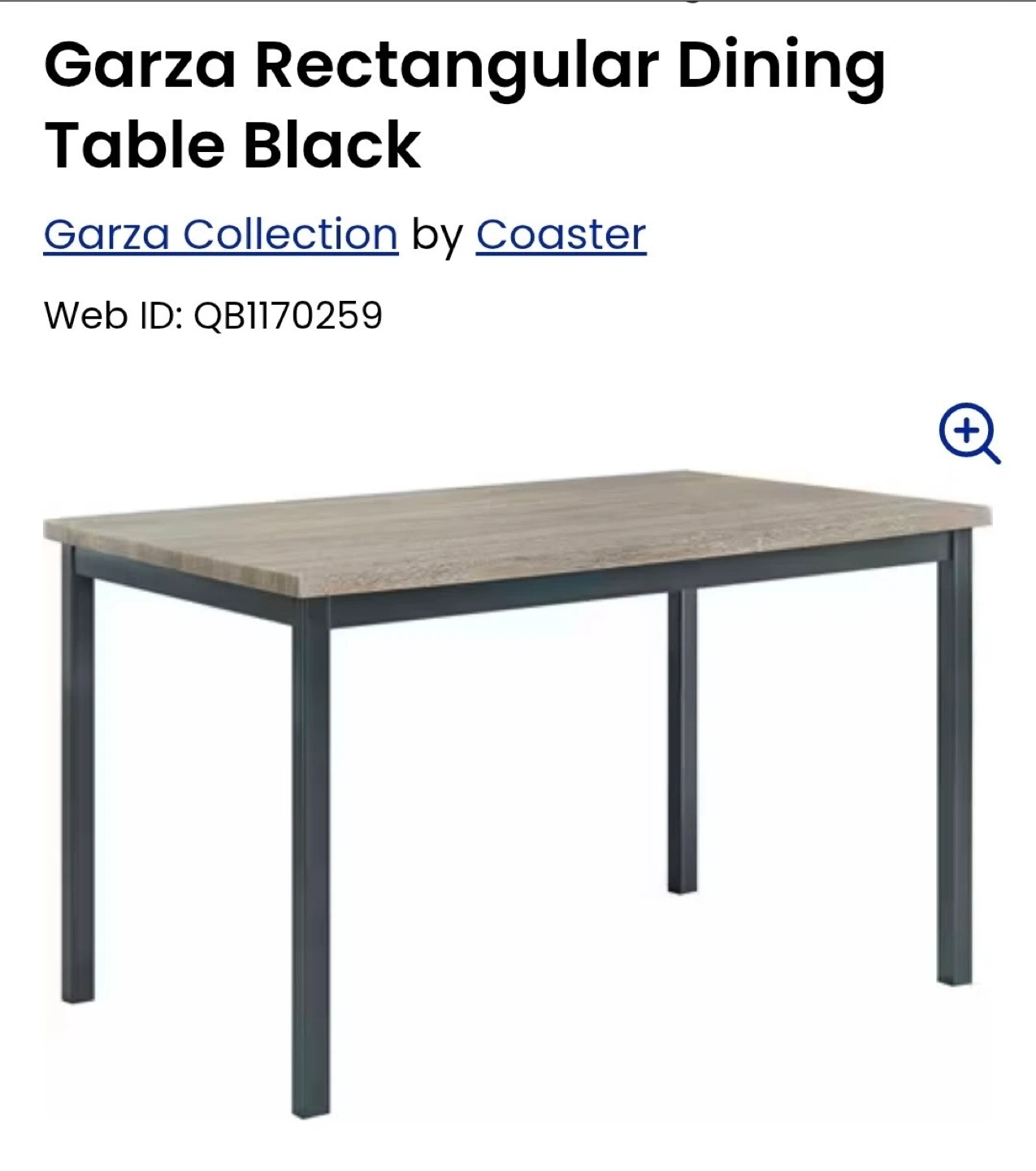 New in box Coaster Garza Rectangular Dining Table - Black