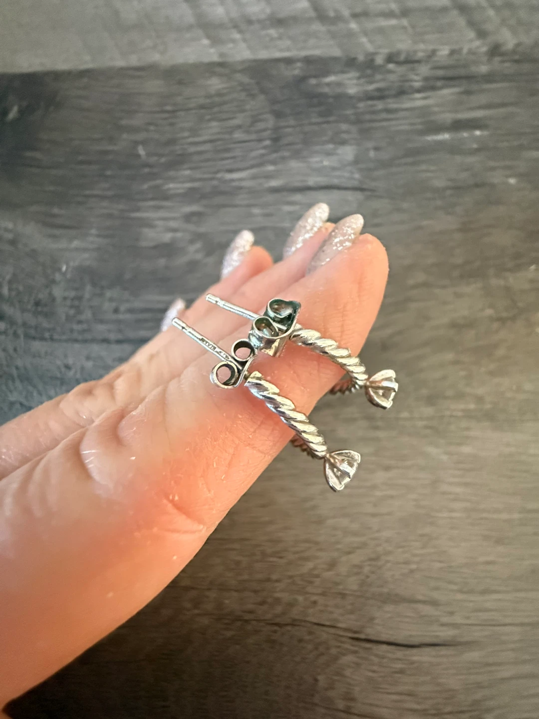 Twisted Hoop Earrings with Clear Stones - photo 2
