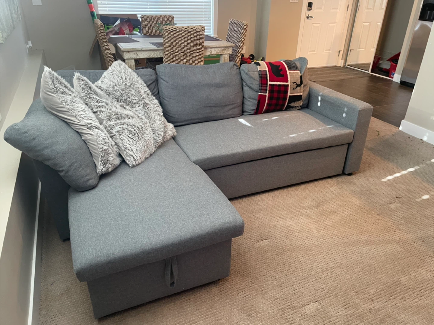 Grey Sectional Sofa with Storage and Pull-Out Bed - photo 2