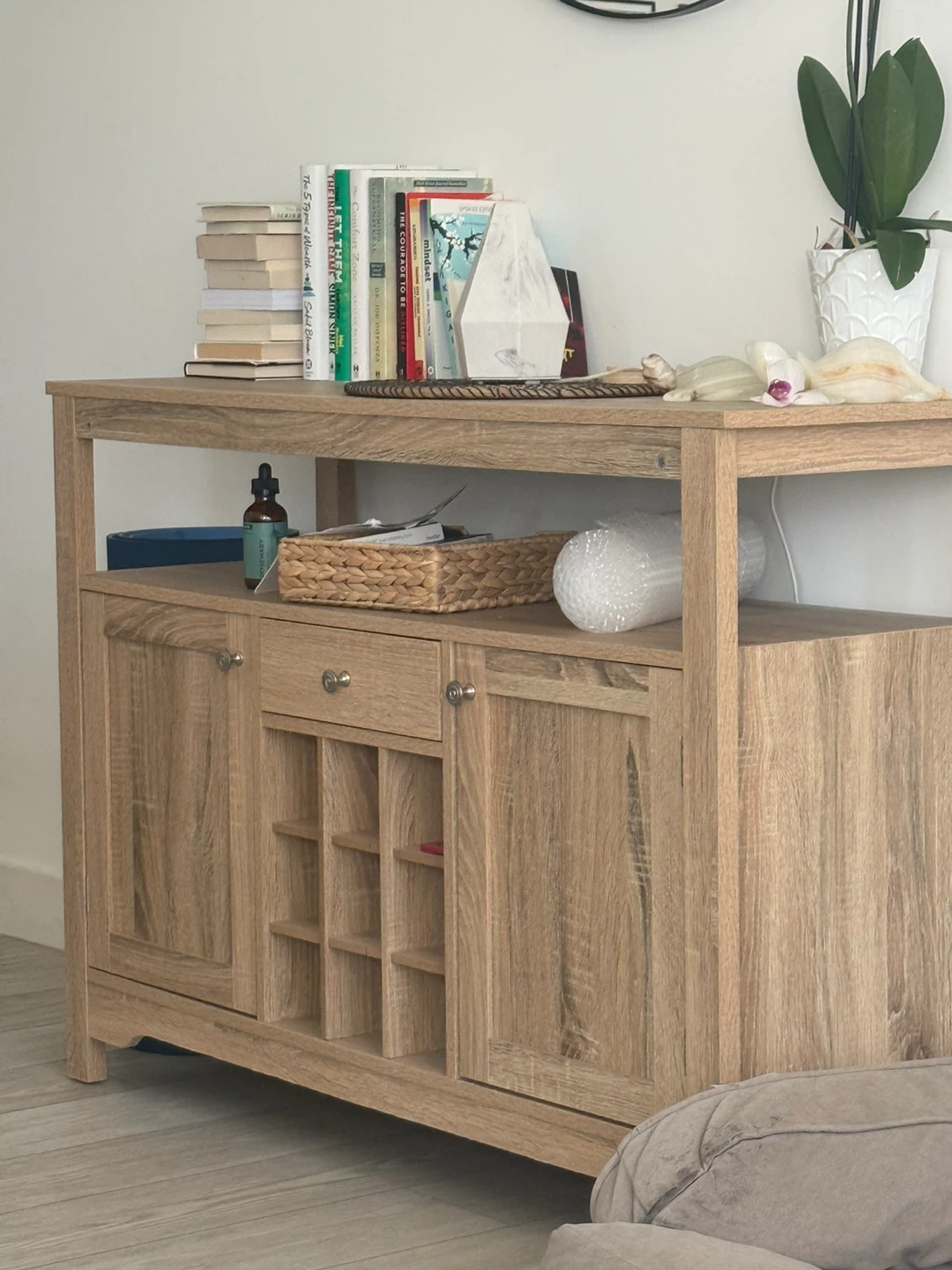 Wood Console Table with Wine Rack