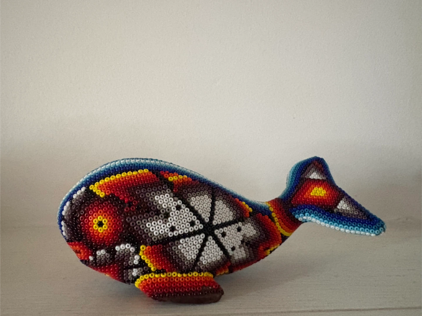 Huichol Beaded Whale statue