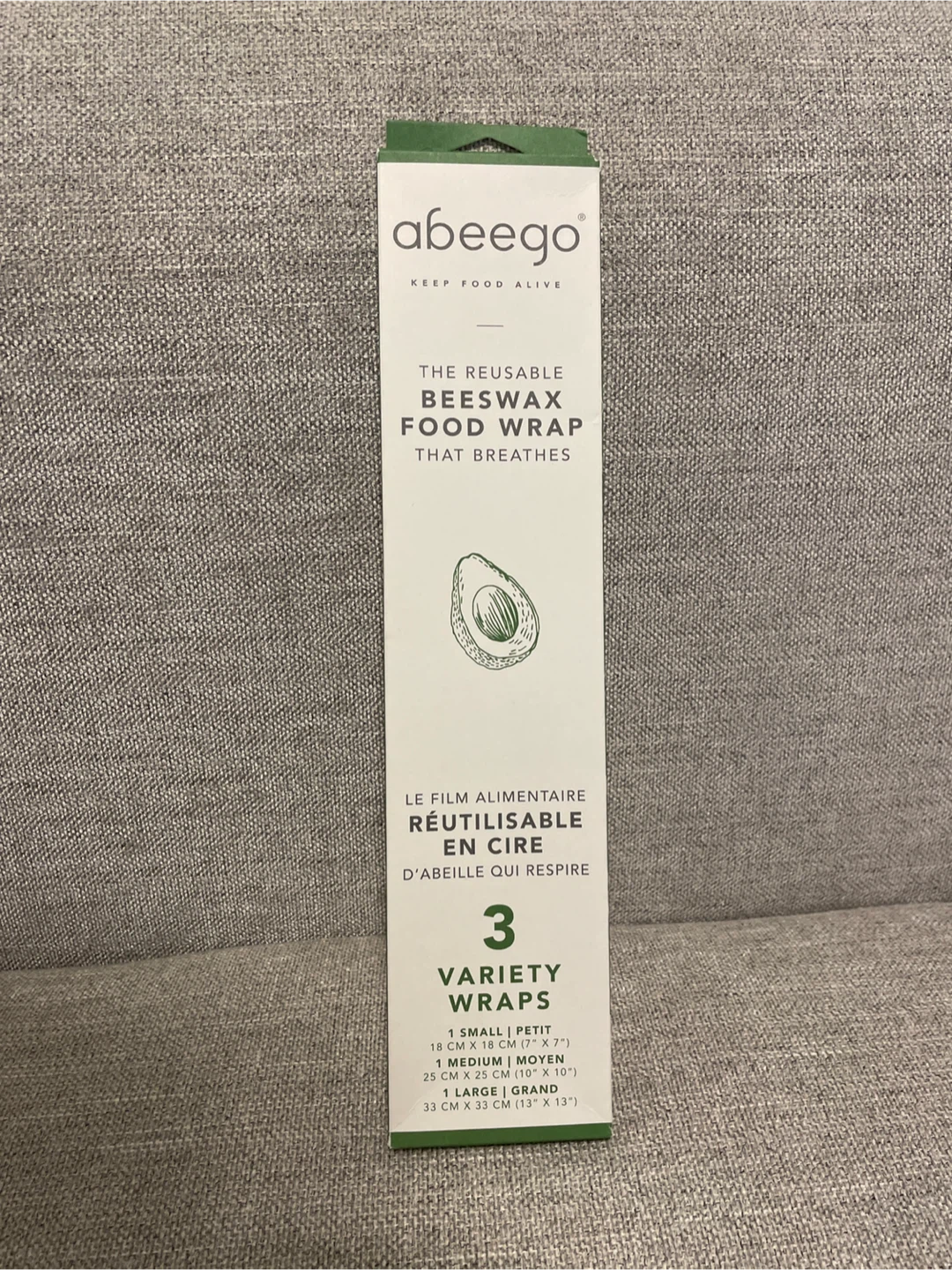 Abeego Reusable Beeswax Food Wraps - 3 Variety Wraps