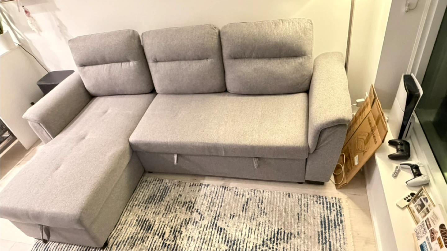 Grey Sectional Sofa Bed with Storage - photo 2