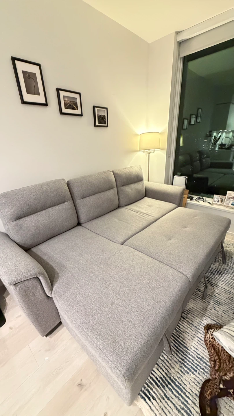 Grey Sectional Sofa Bed with Storage - photo 4