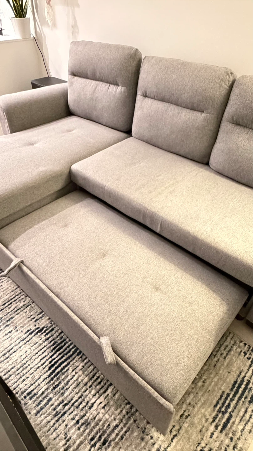Grey Sectional Sofa Bed with Storage - photo 3