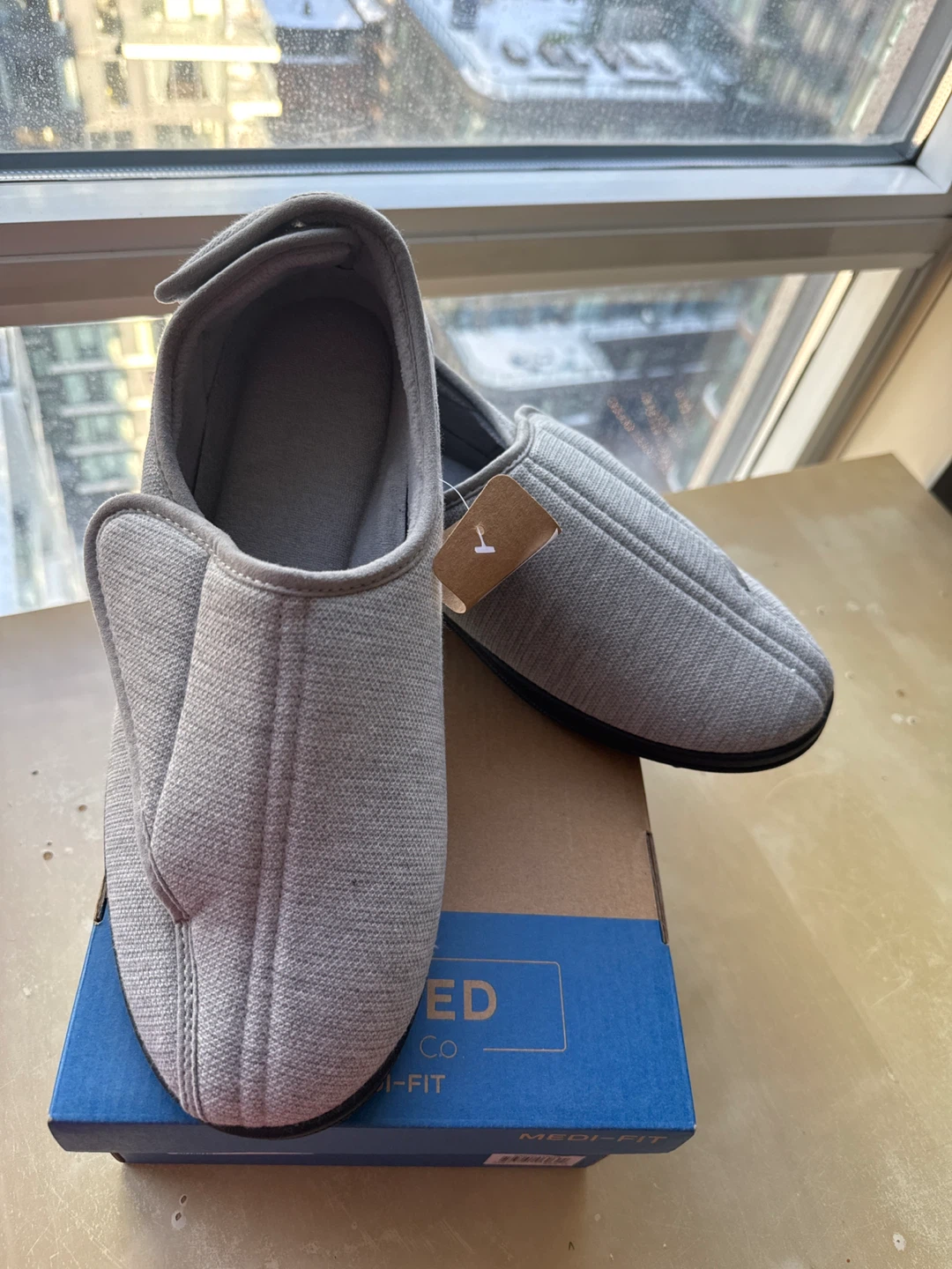 Medi-Fit Comfort House Shoes - Grey, Size 12