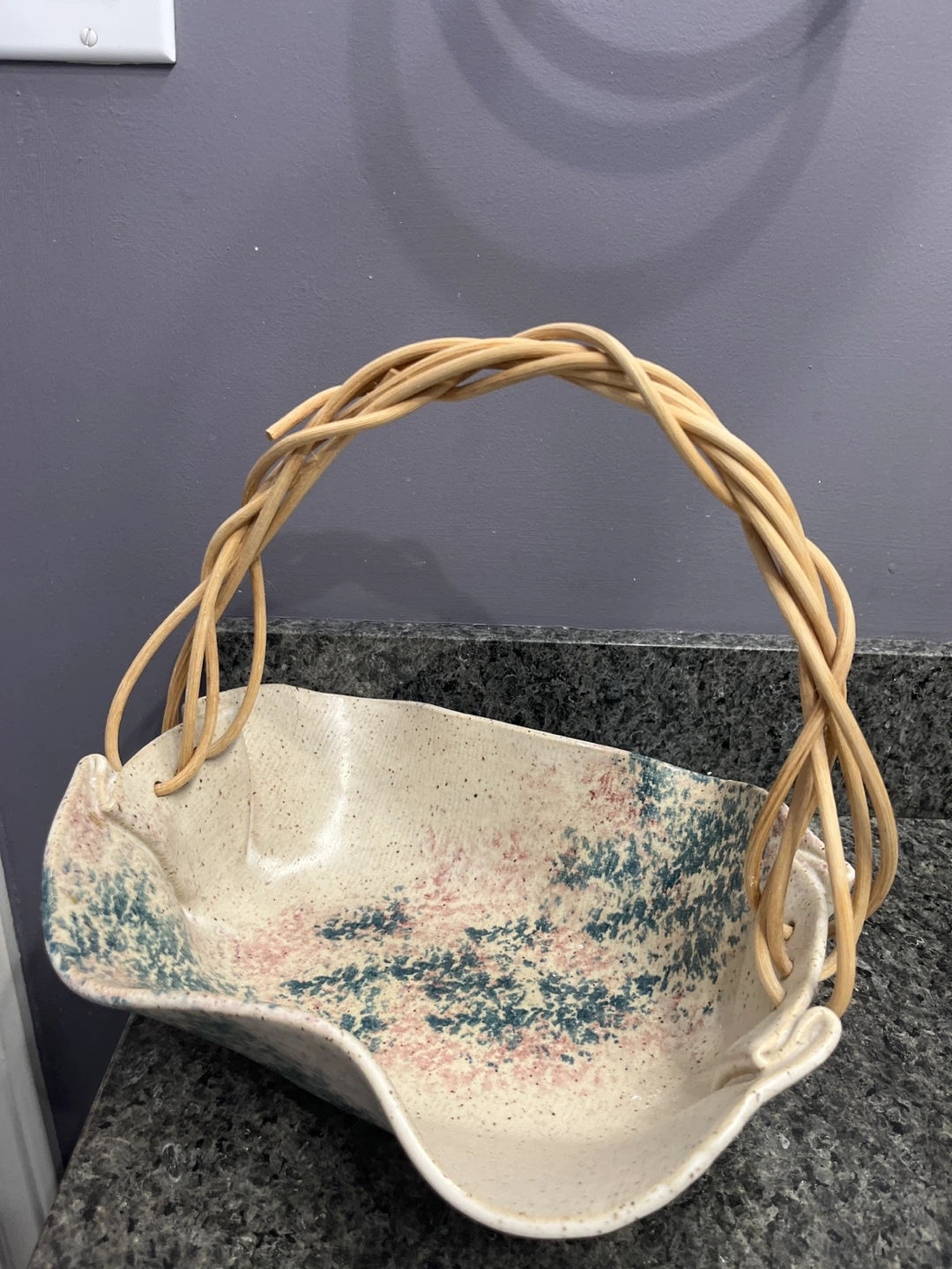 Decorative Ceramic Basket with Handle - photo 2