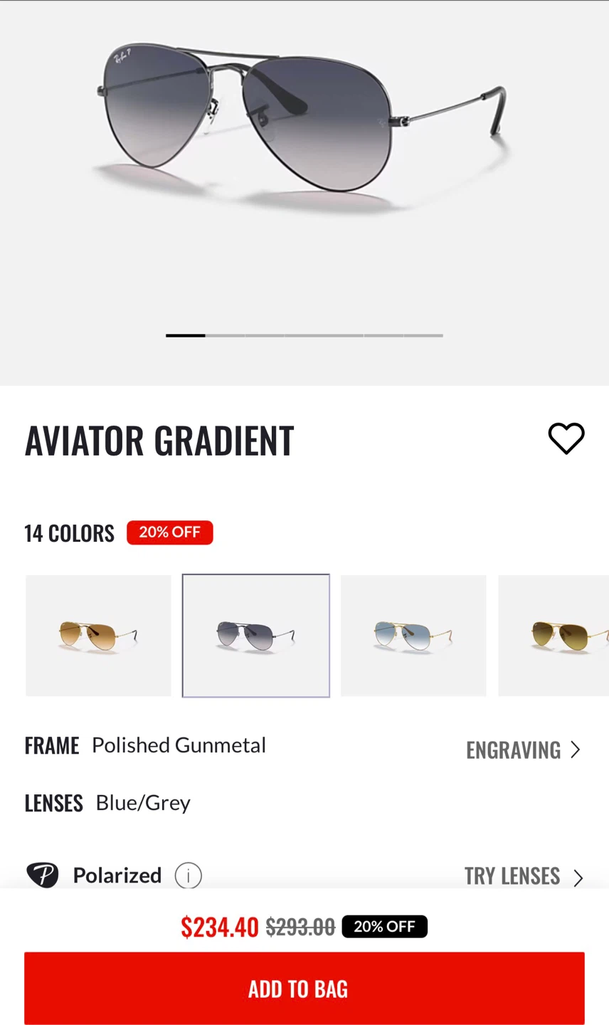 Ray-Ban Aviator Gradient Sunglasses