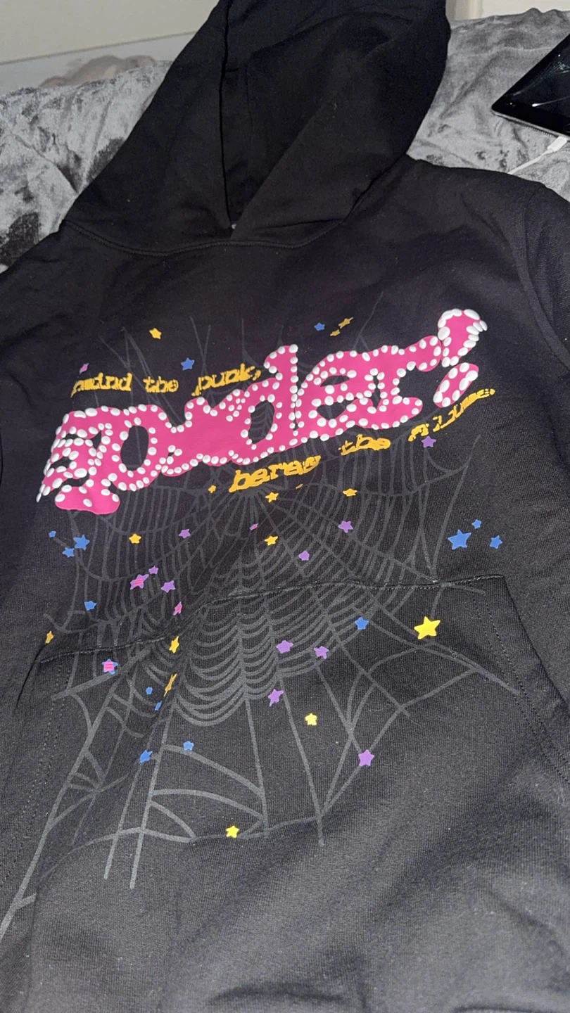 Black sp5der hoodie brand new never worn size Large - photo 2
