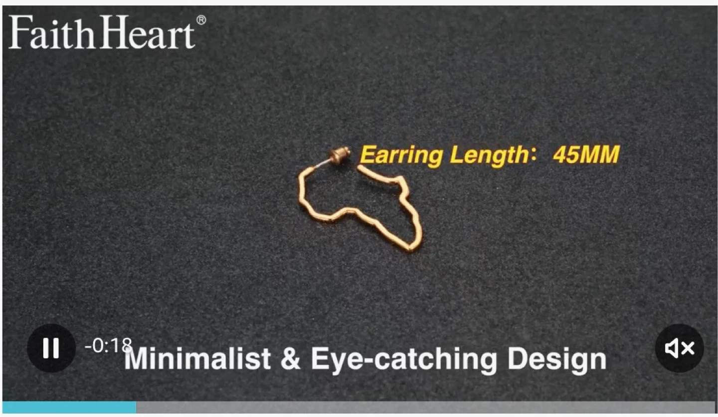 FaithHeart Gold Plated Africa Map Hoop Earrings - photo 2