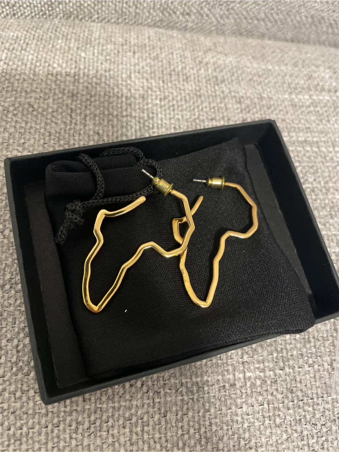 FaithHeart Gold Plated Africa Map Hoop Earrings