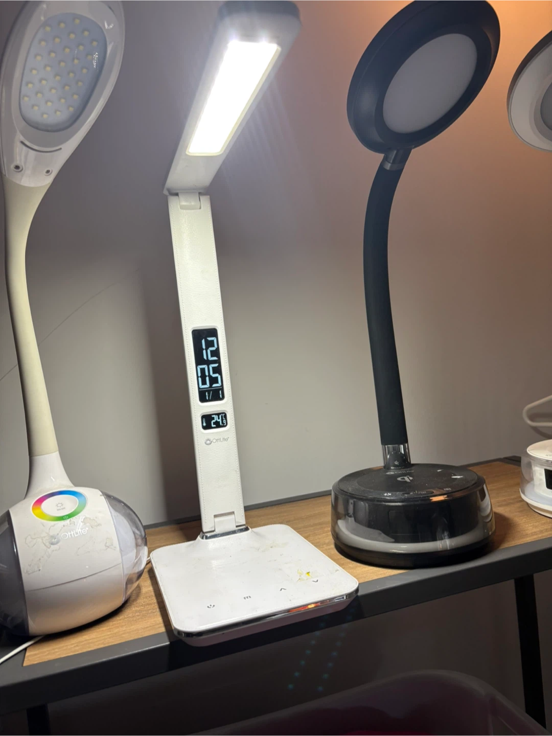 LED Desk Lamp with Wireless Charger and Clock