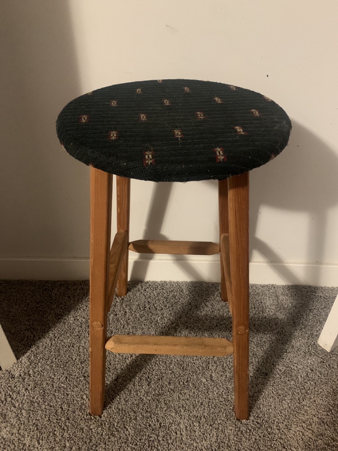 Hand made Bar Stool - Wood and Upholstered Seat