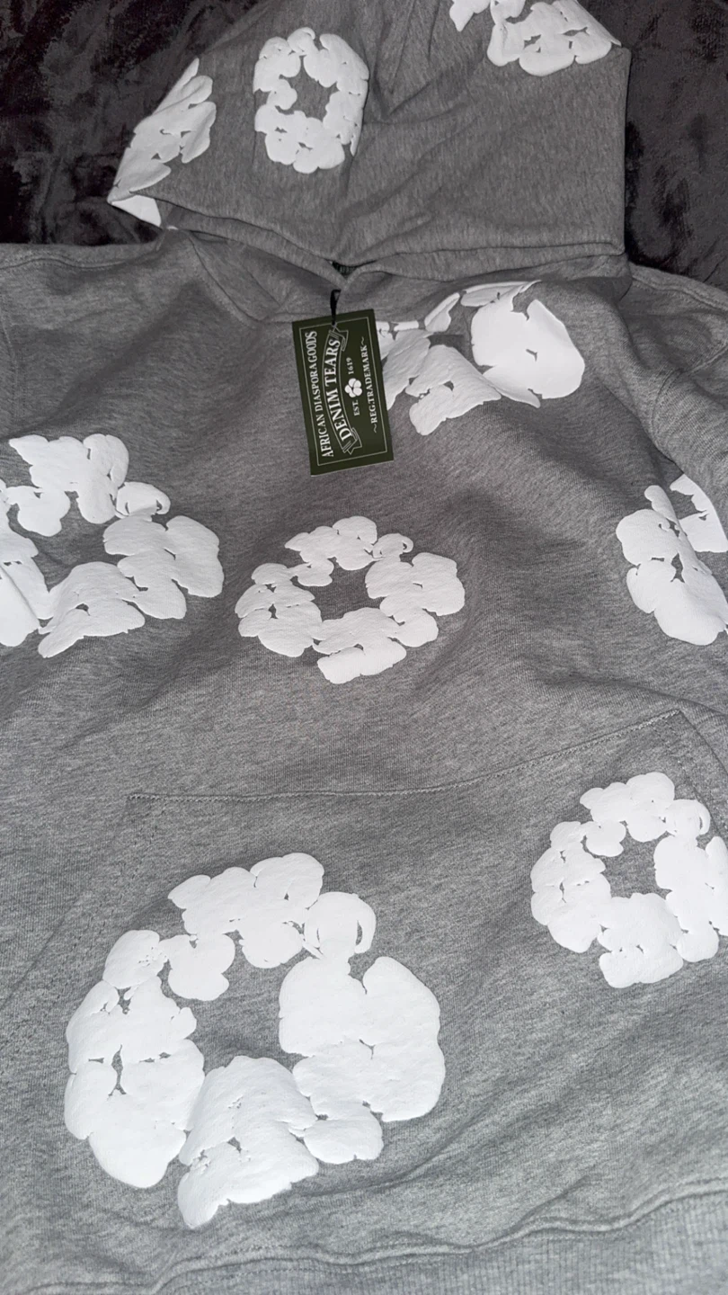 DENIM TEARS Hoodie Grey Cloud Print never worn size medium - photo 2