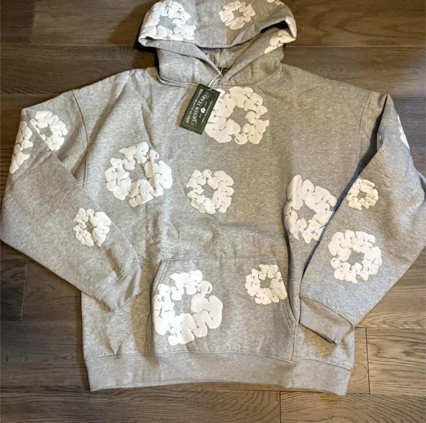 DENIM TEARS Hoodie Grey Cloud Print never worn size medium