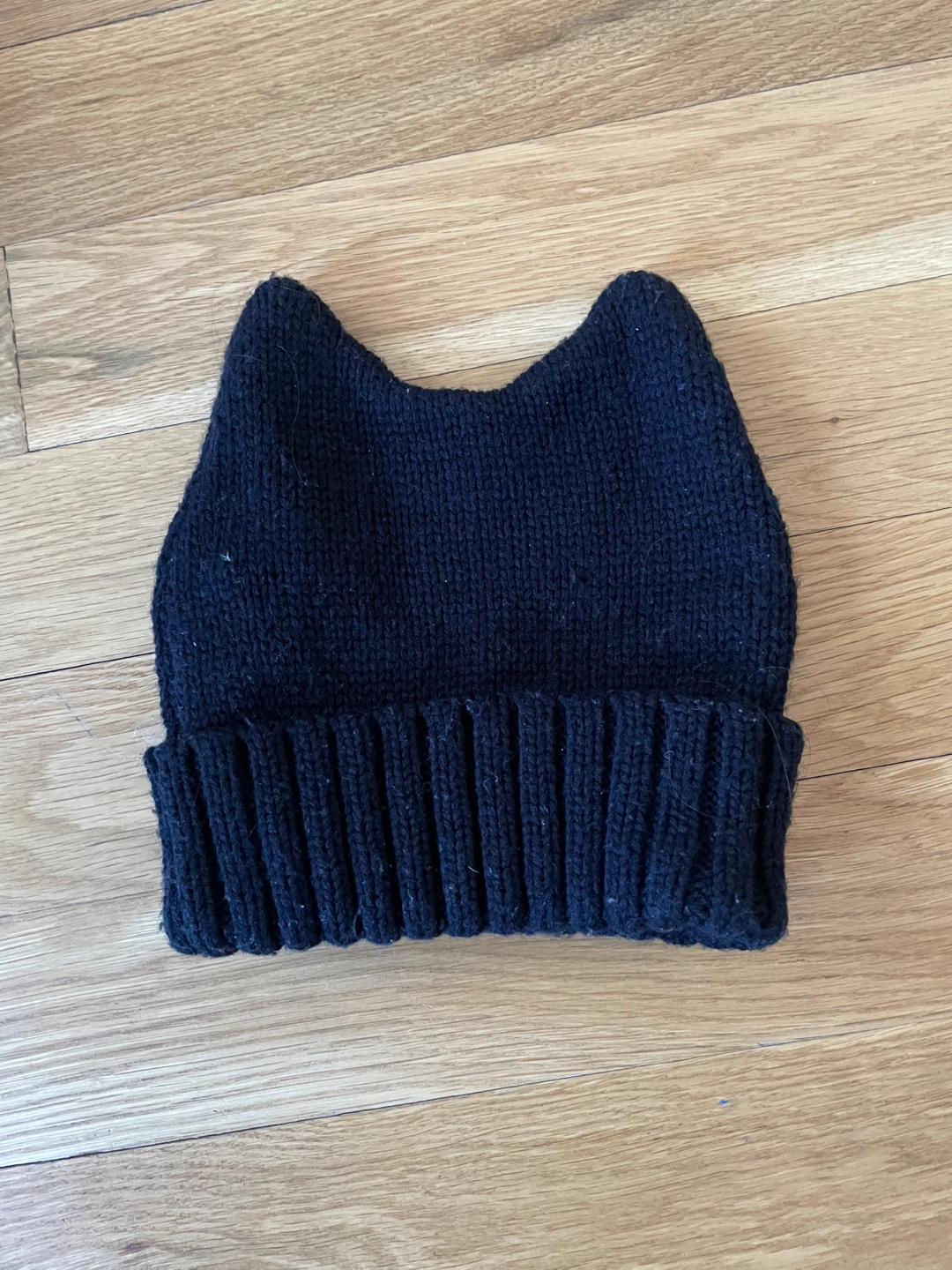 Black Knit Cat Ear Beanie 🏆
