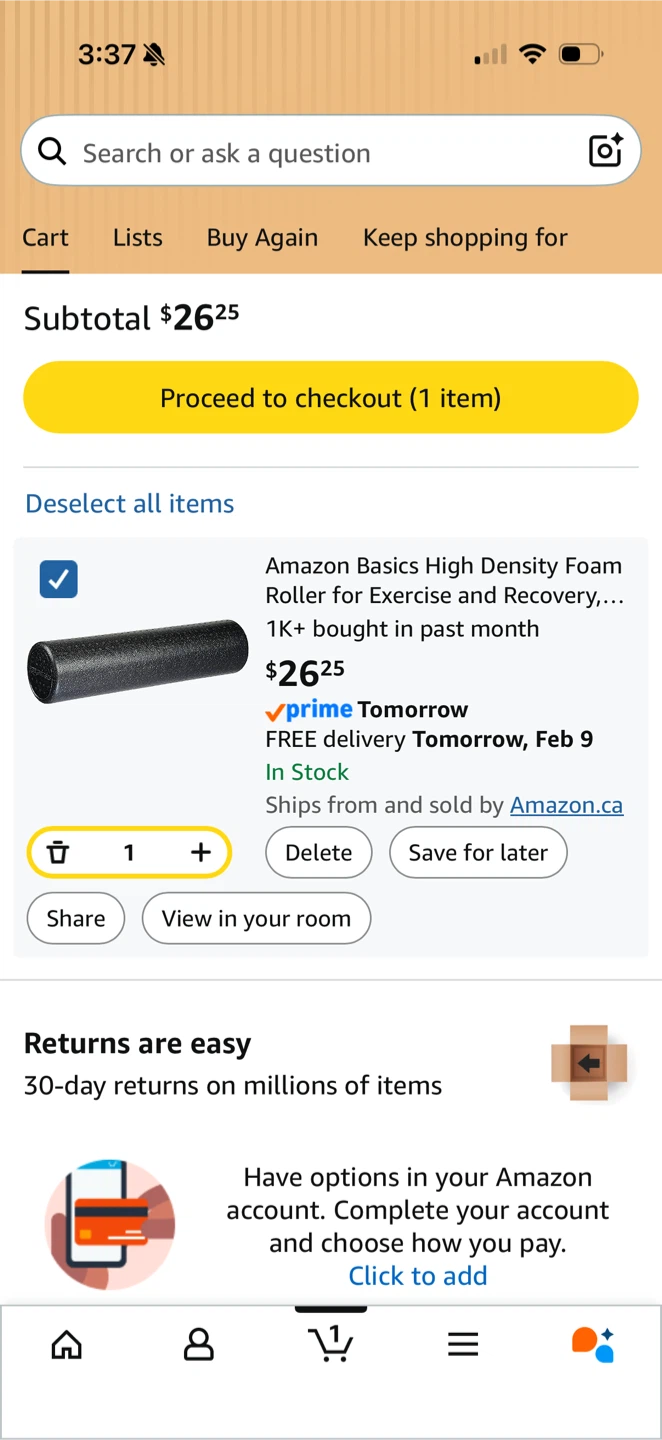 Amazon Basics High Density Foam Roller - Black