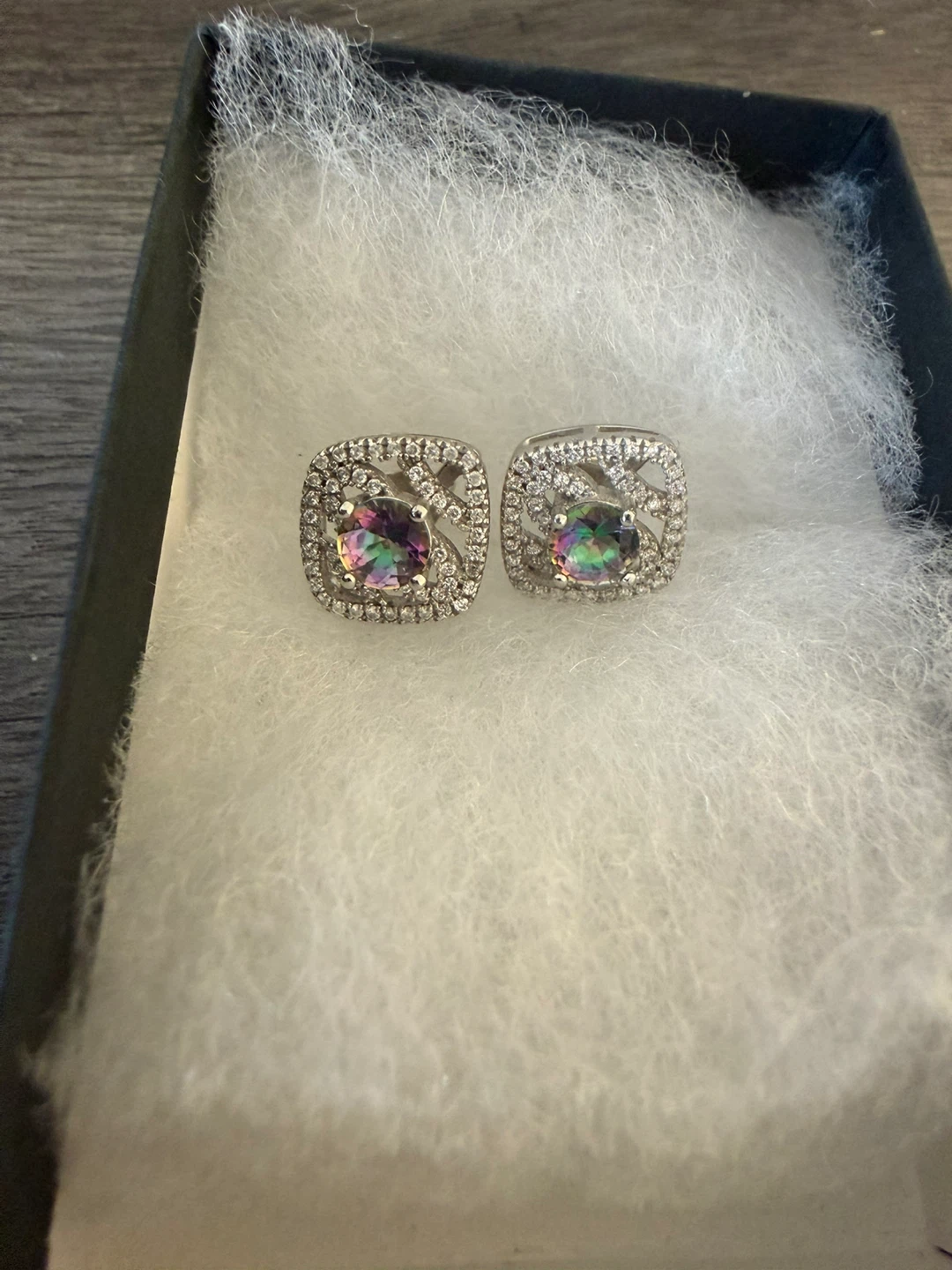 Mystic Topaz and Rhinestones Sterling Silver Studs - photo 5