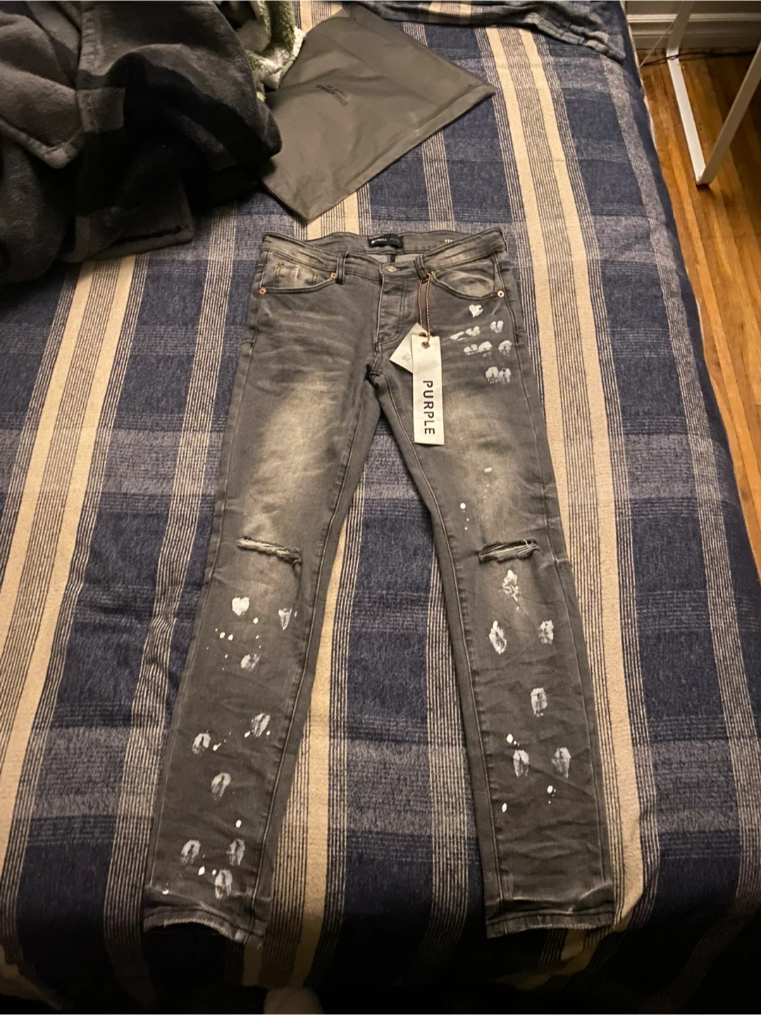 Purple Brand Grey Paint Splatter Denim Jeans - photo 2