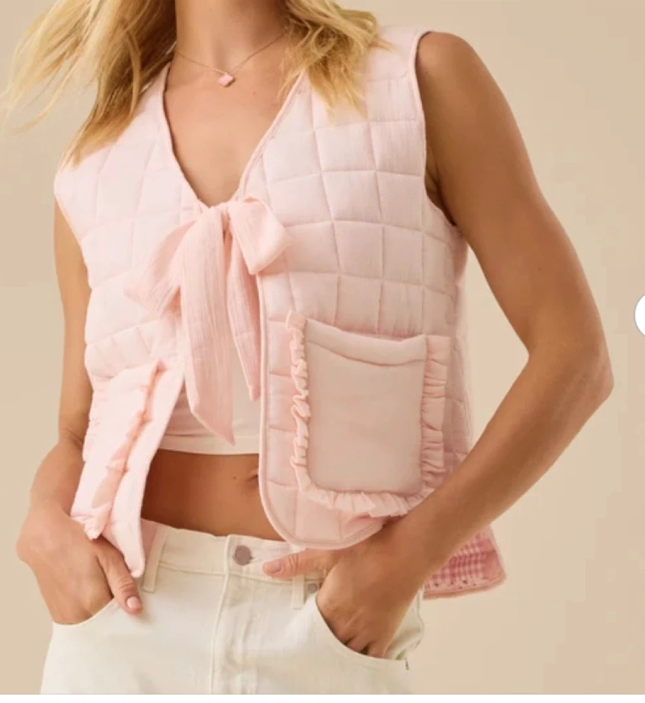 Pink Quilted Reversible Vest 🏆