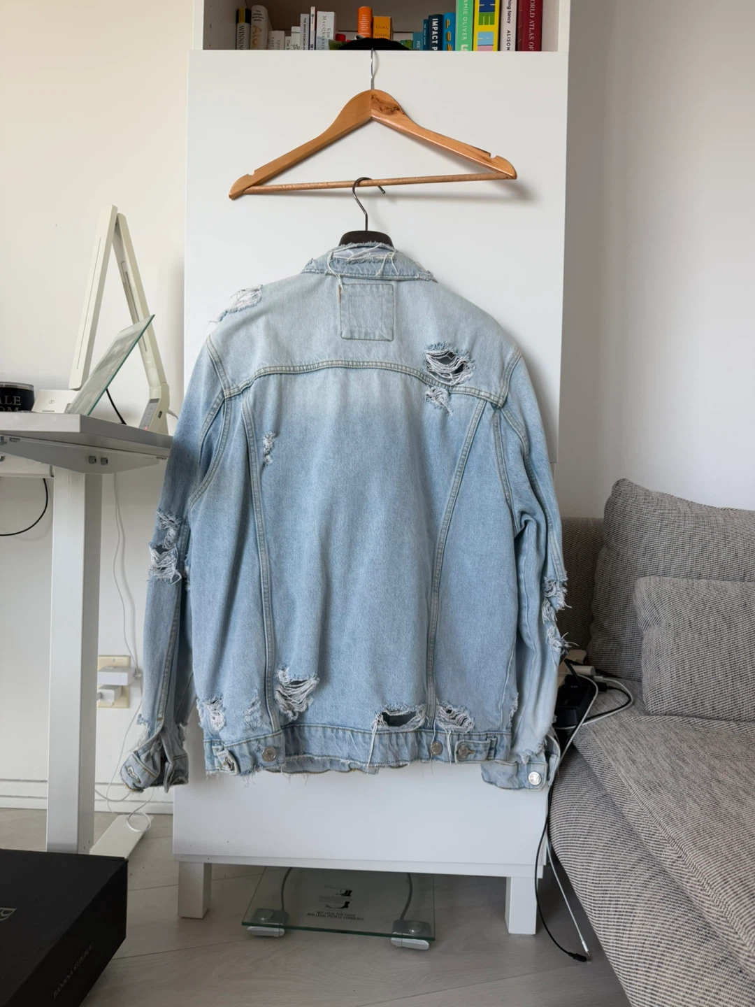 Light Wash Distressed Denim Jacket - photo 2