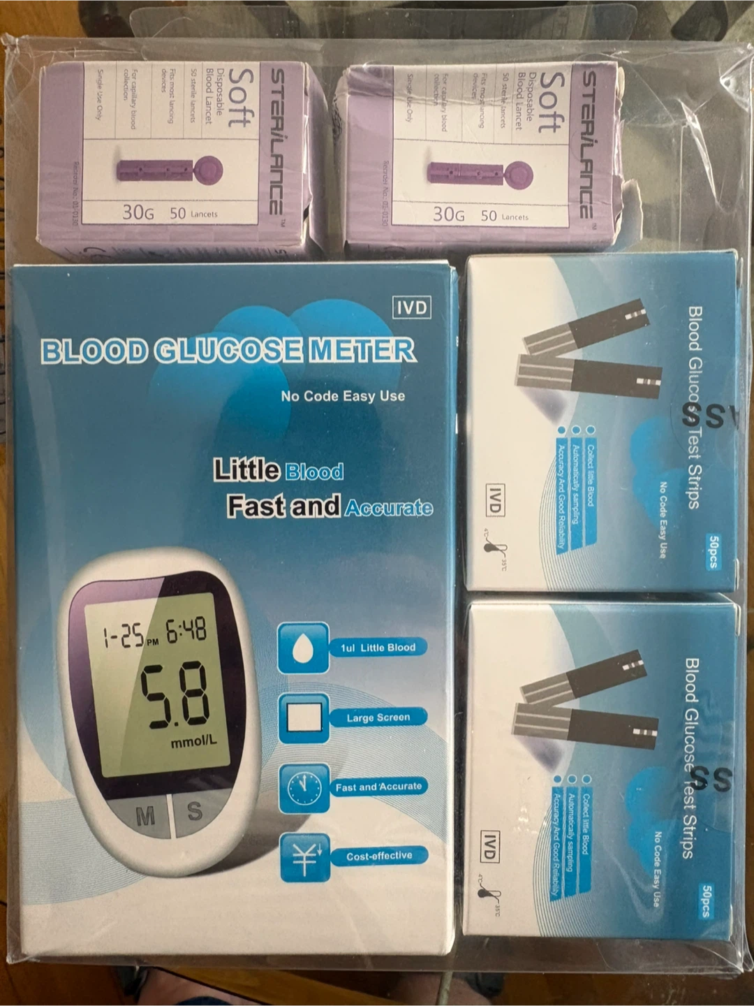 Blood Glucose Meter Kit with Test Strips and Lancets - photo 2