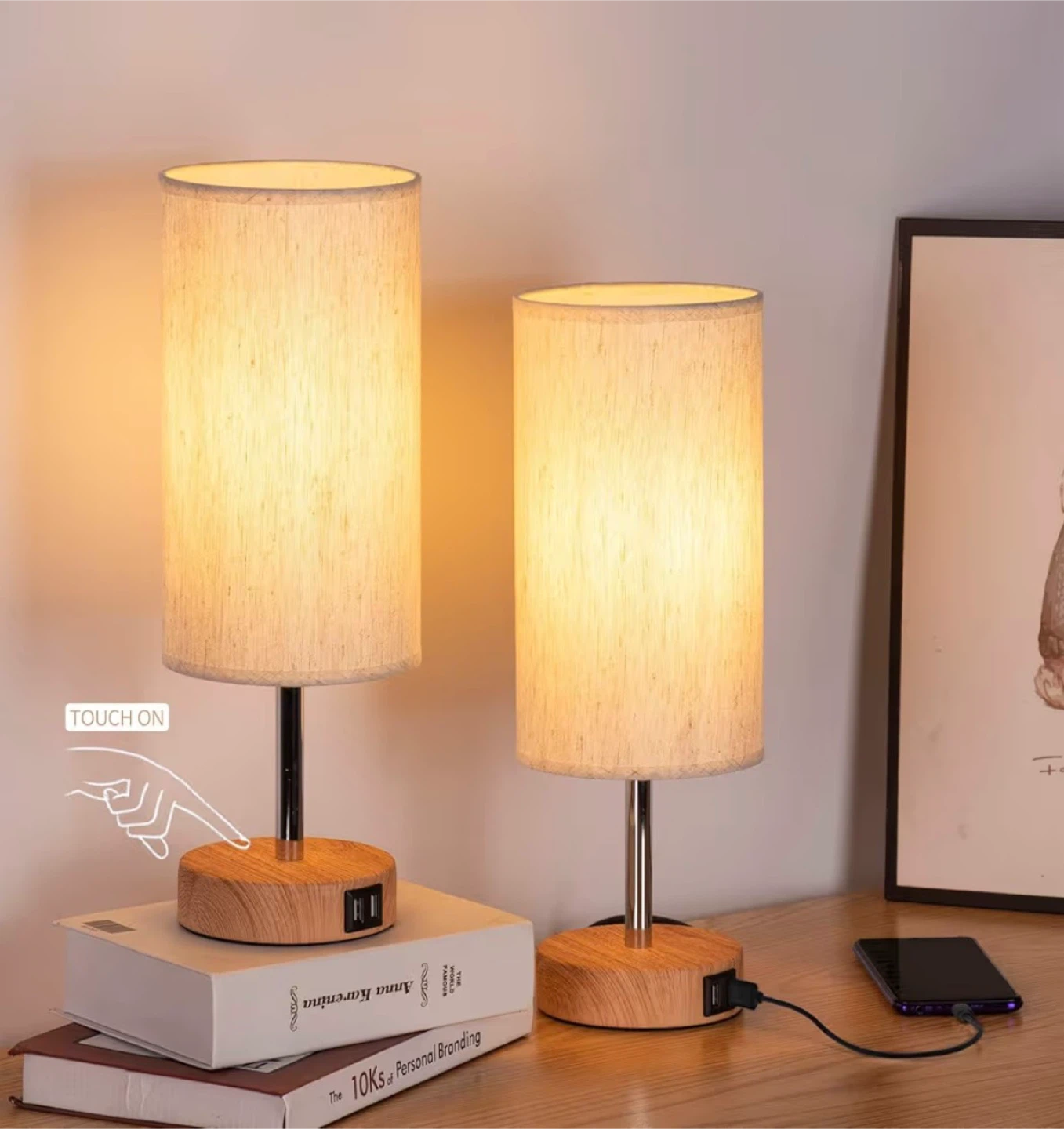 USB Table Lamp with Touch Control (2Pack) - photo 2