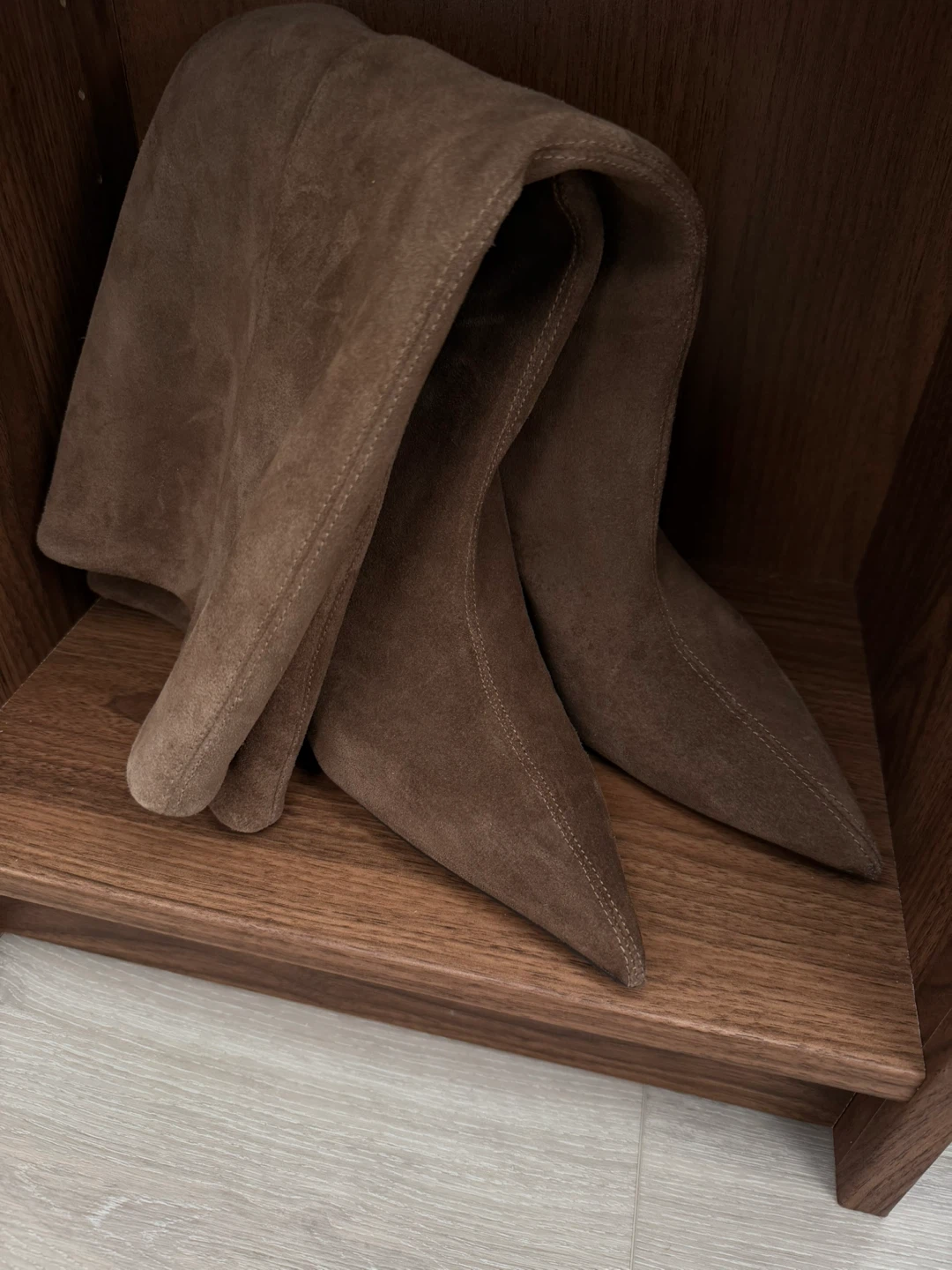 Brown Suede Heeled Boots - Size 41