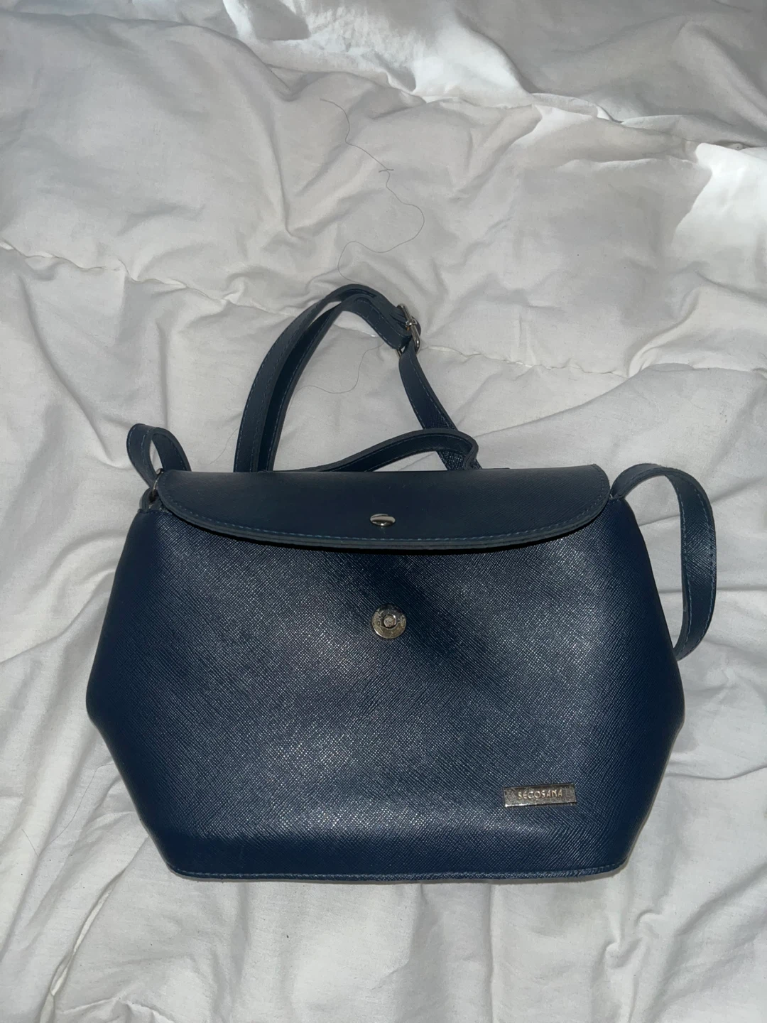 Secosana Dark Blue Handbag with Shoulder Strap