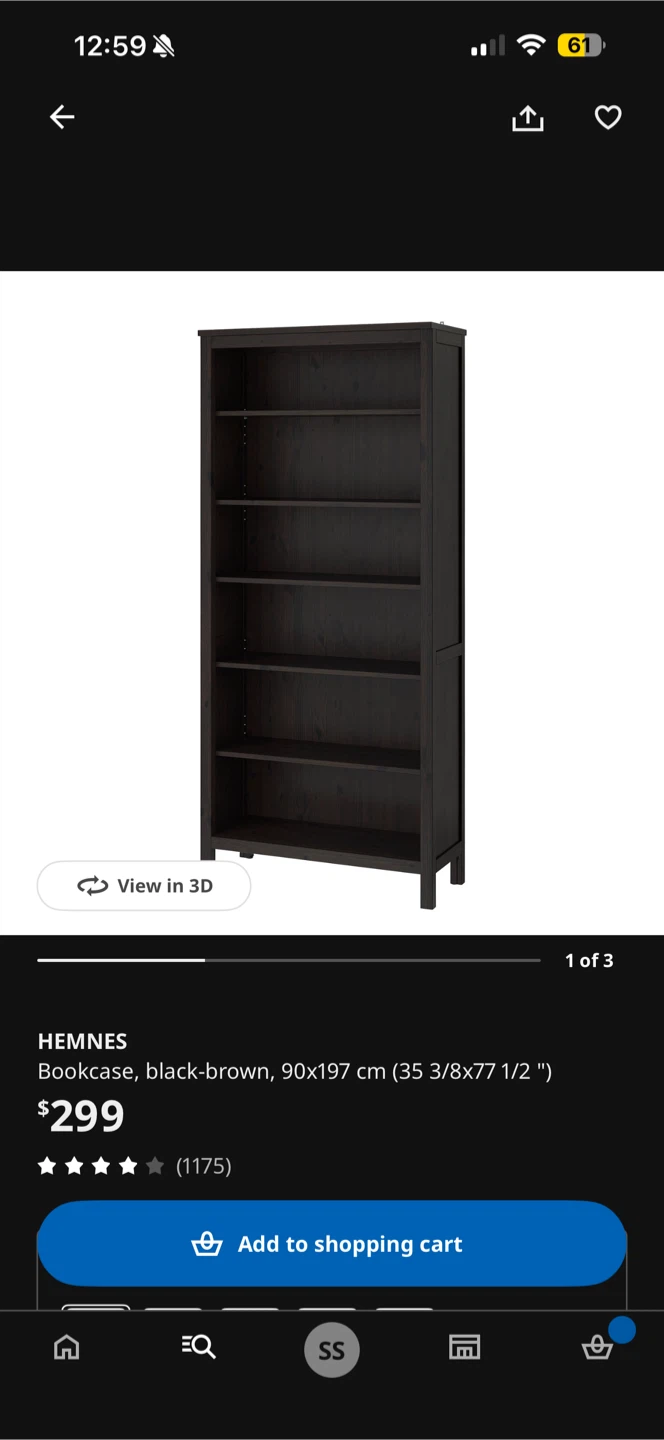 IKEA HEMNES Bookcase, Black-Brown, 90x197 cm - photo 2