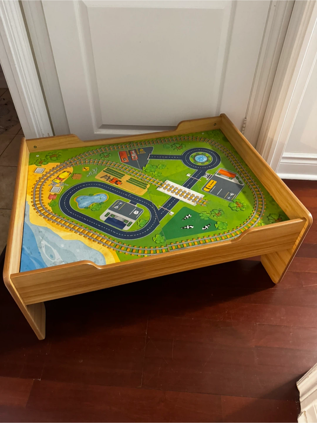 Kids Play Table with Train Track and Town Scene