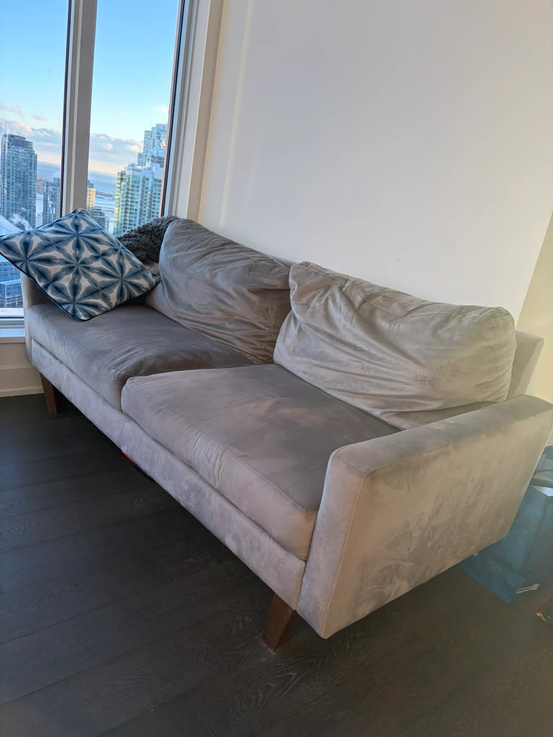 Grey Velvet Sofa