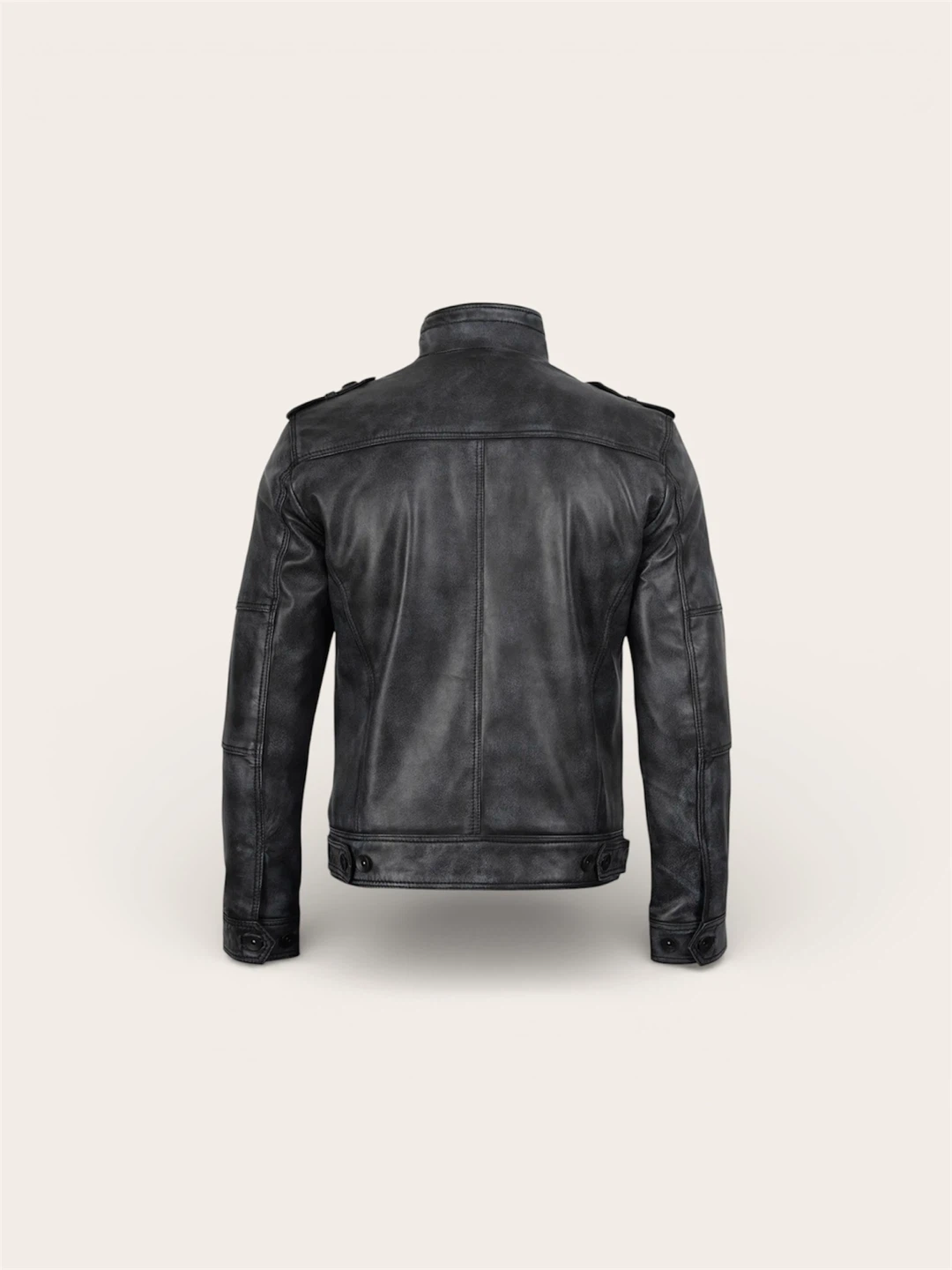 Men's Black Faux Leather Moto Jacket - photo 4