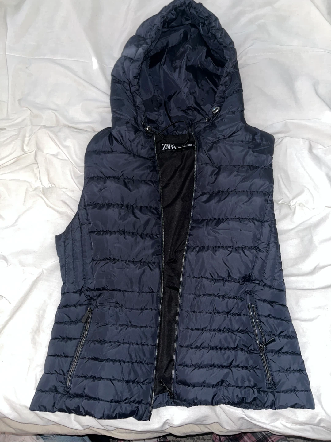 Zara Hooded Puffer Vest - Navy Blue - photo 2