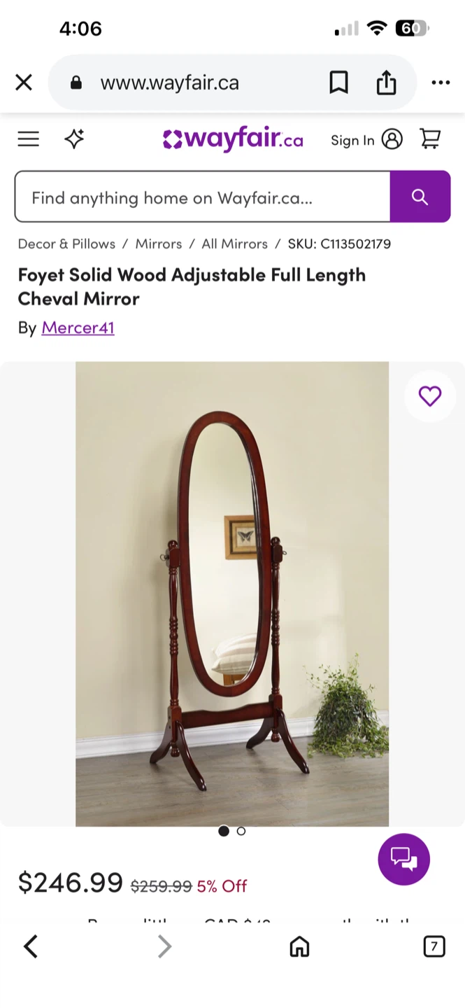 Adjustable Full Length Cheval Mirror - photo 5