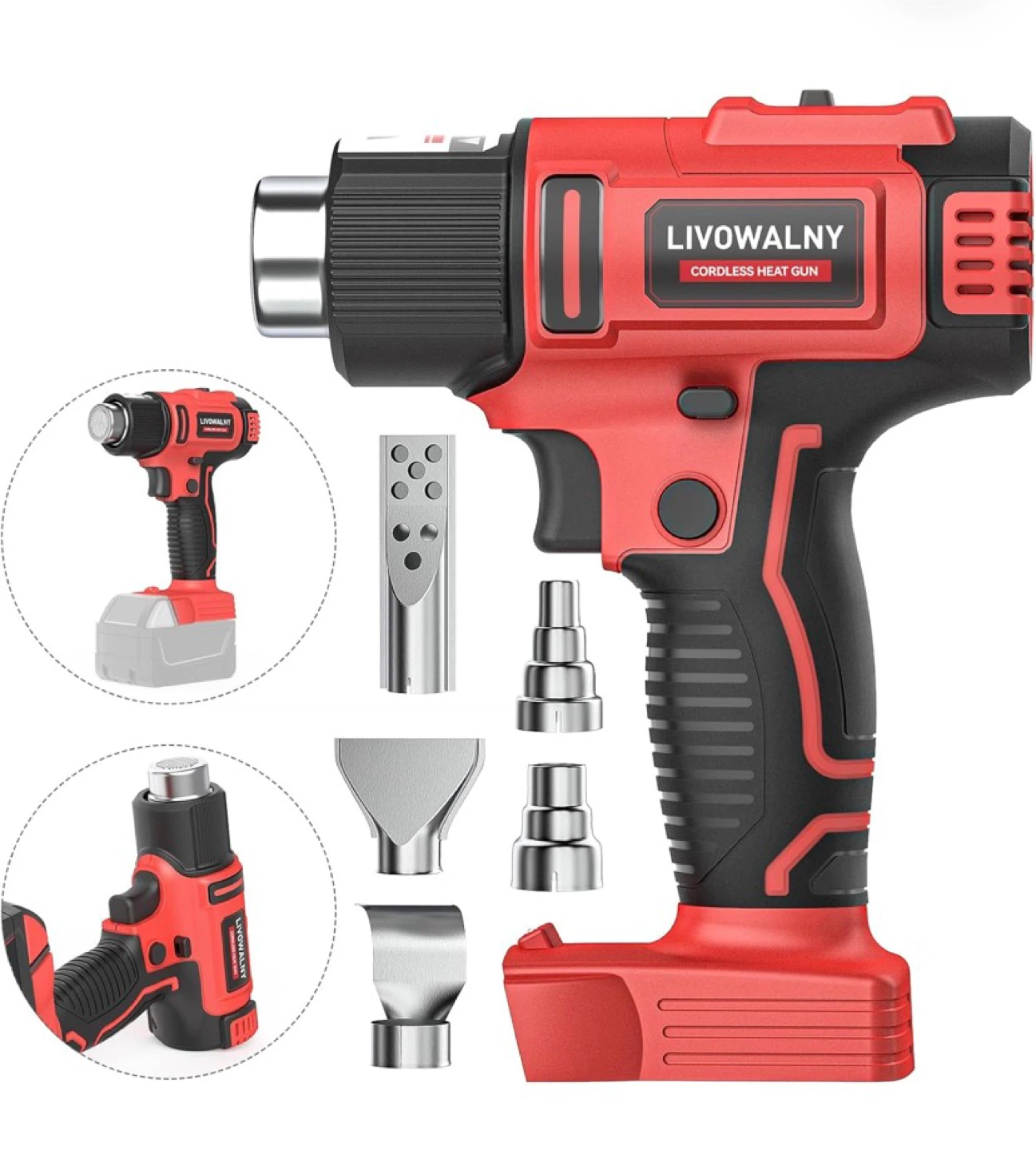 LivoWalny Cordless Heat Gun with Nozzles