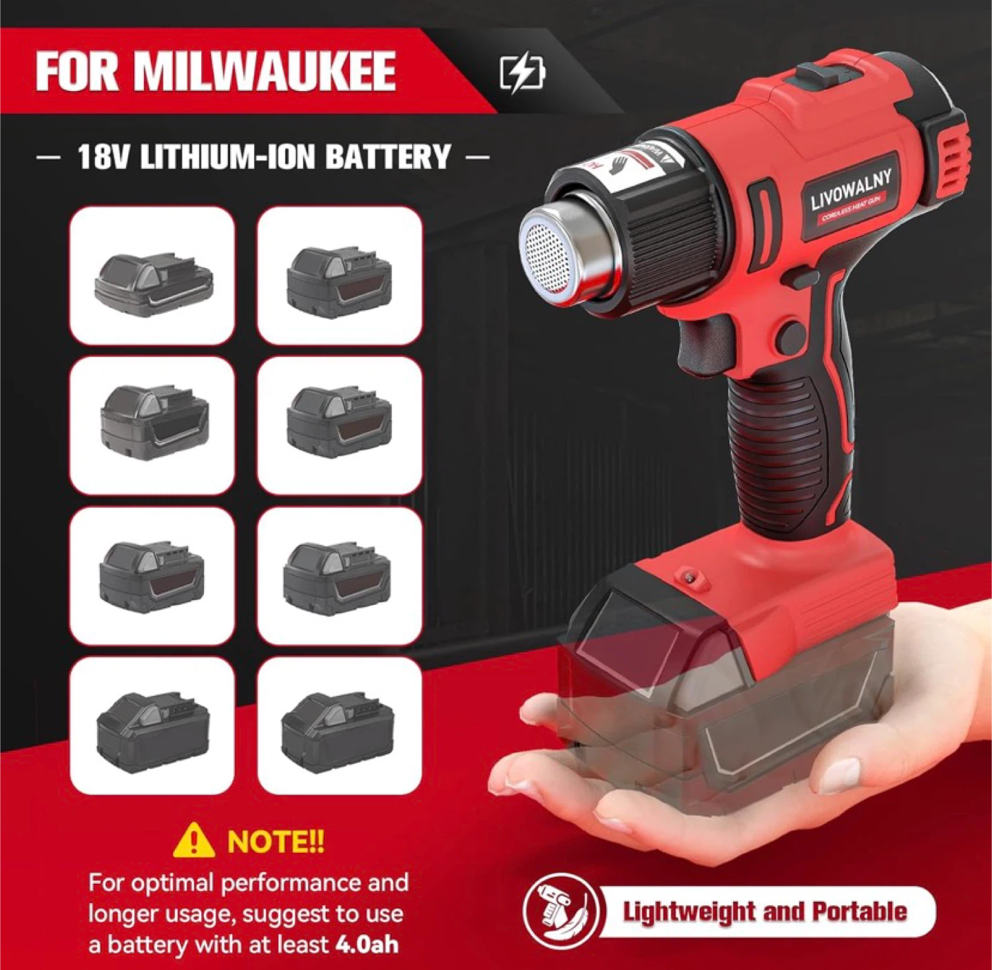 LivoWalny Cordless Heat Gun with Nozzles - photo 5