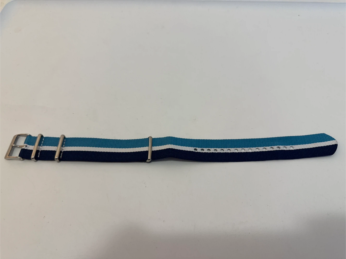 Fossil Nylon 22mm Multi Color Blue & White Stripe Watch Strap - photo 2