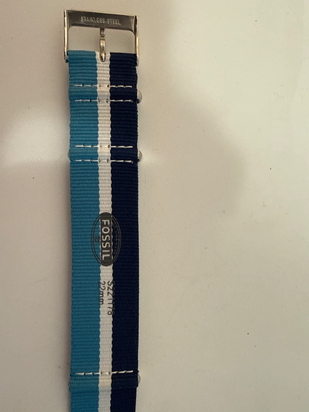 Fossil Nylon 22mm Multi Color Blue & White Stripe Watch Strap - photo 4