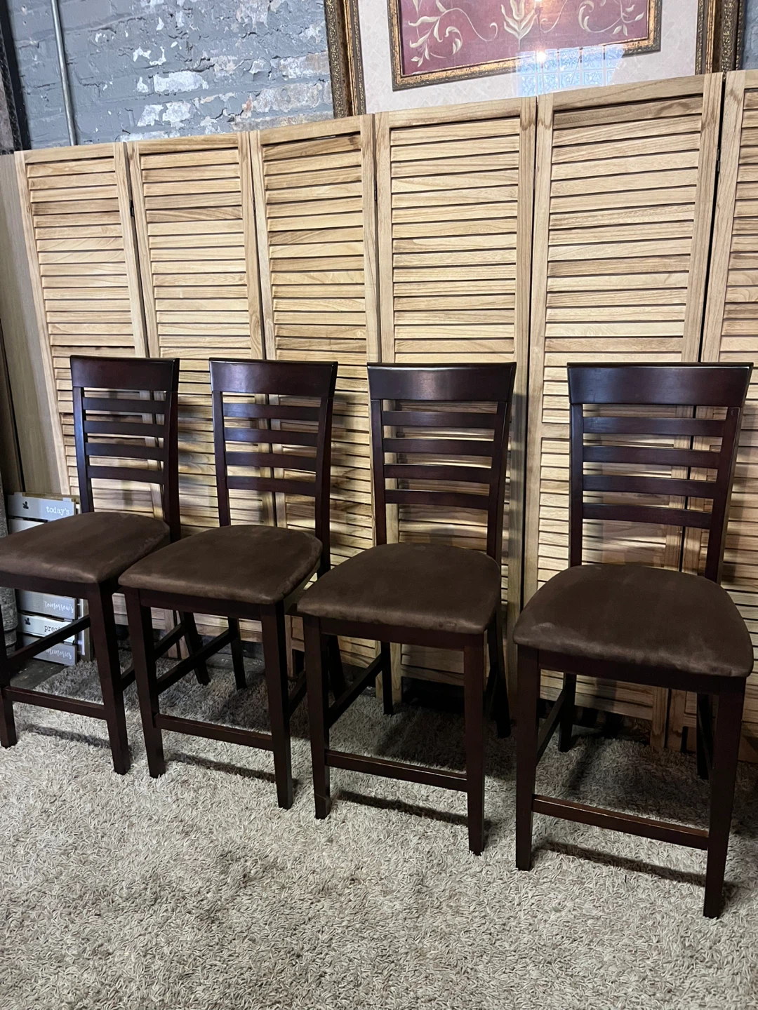 Dark Wood Counter Height Stools - photo 2