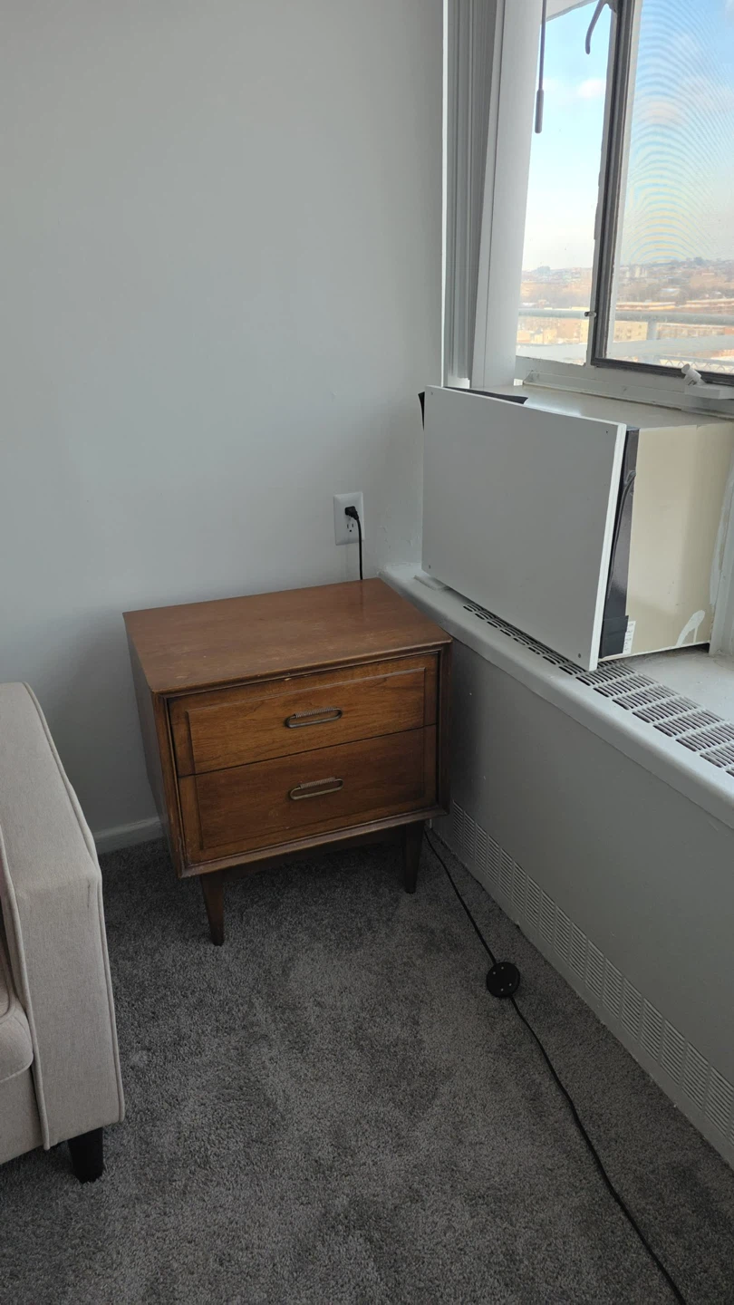 Vintage Wood 2-Drawer Nightstand