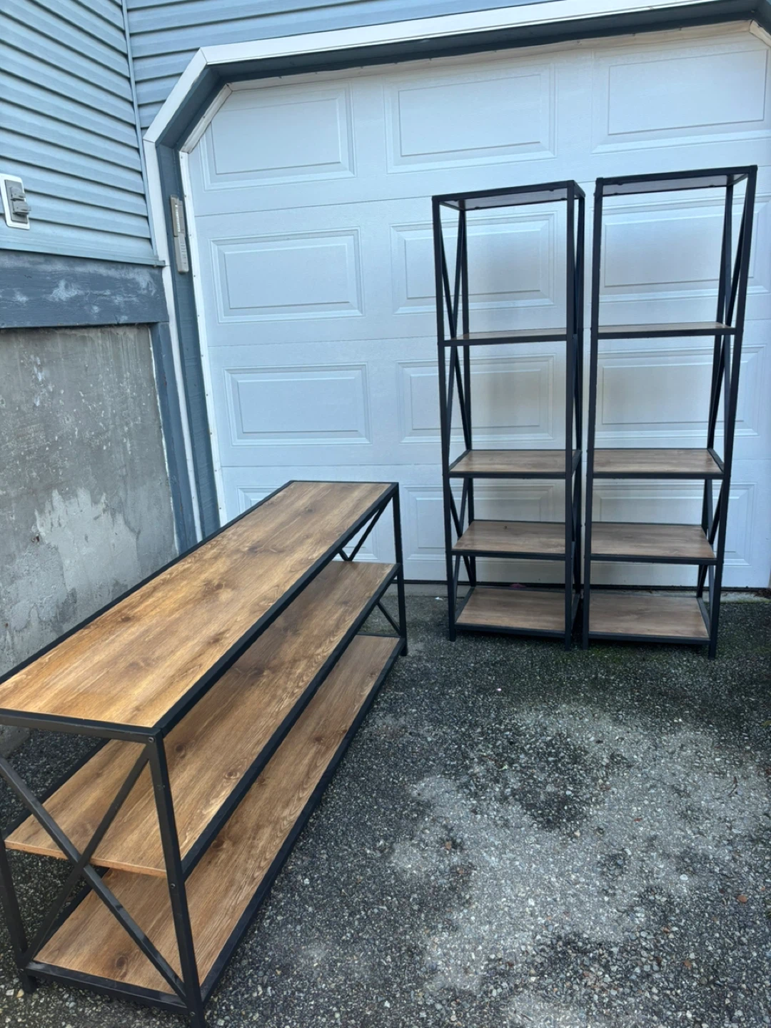 Set of 3 Industrial Style Bookshelves/TV cabinet - photo 2