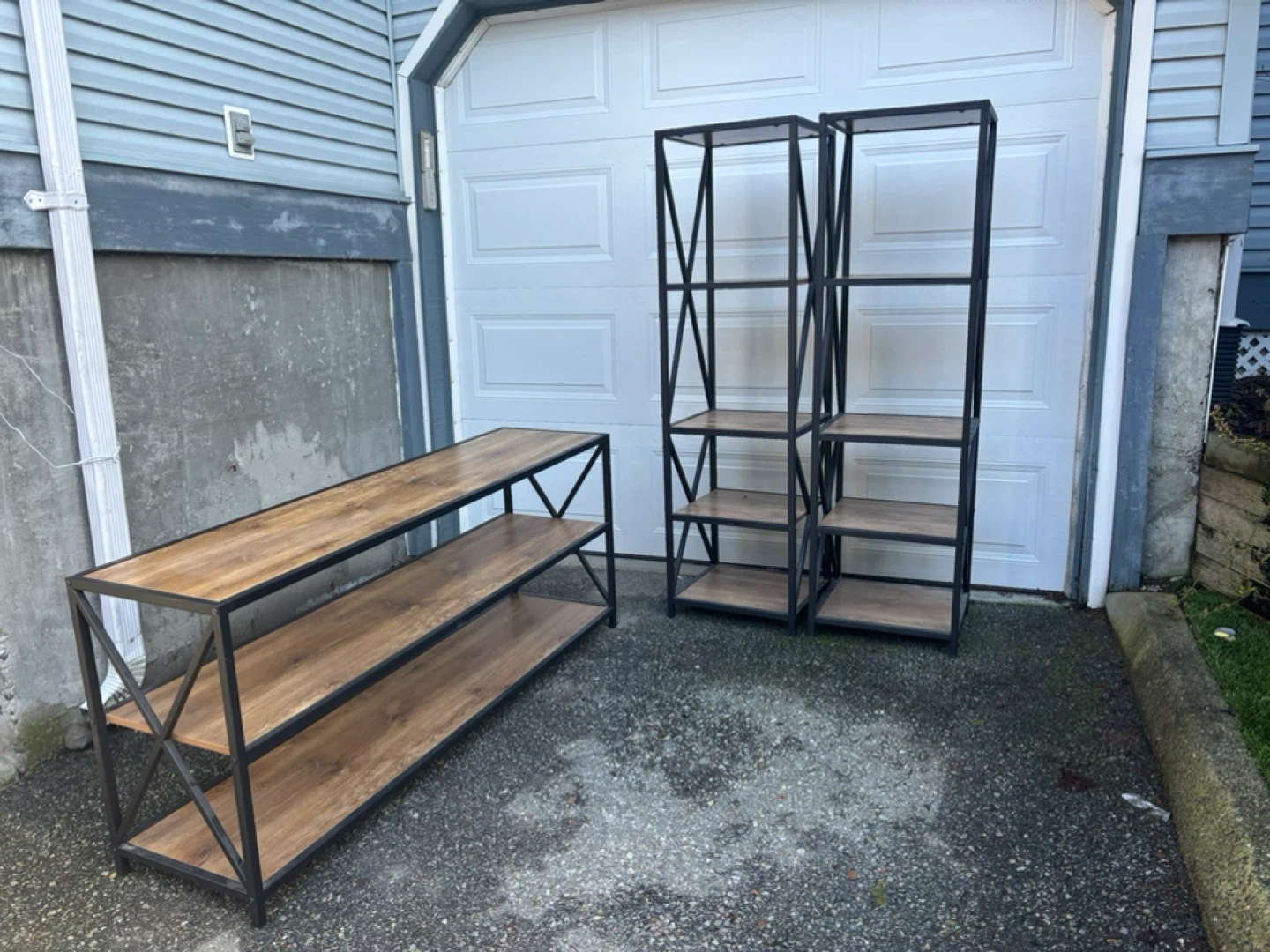 Set of 3 Industrial Style Bookshelves/TV cabinet