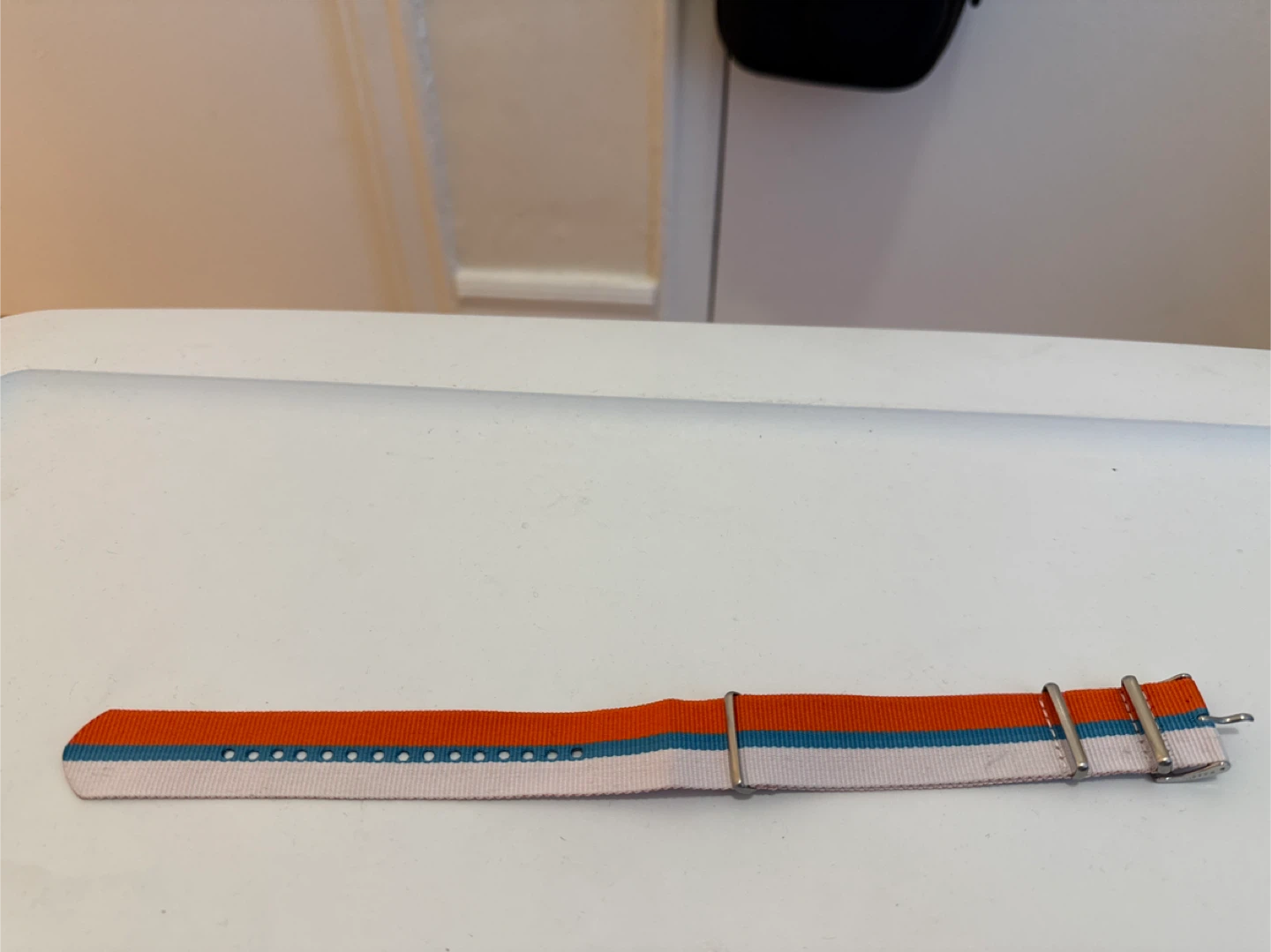 Fossil Nylon 22mm Multi Color Orange Blue & White strap