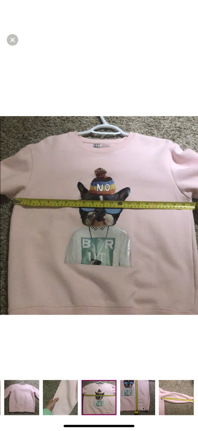 Pink Frenchie crew neck sweatshirt sz S/M - photo 4