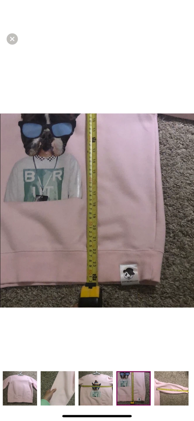 Pink Frenchie crew neck sweatshirt sz S/M - photo 5