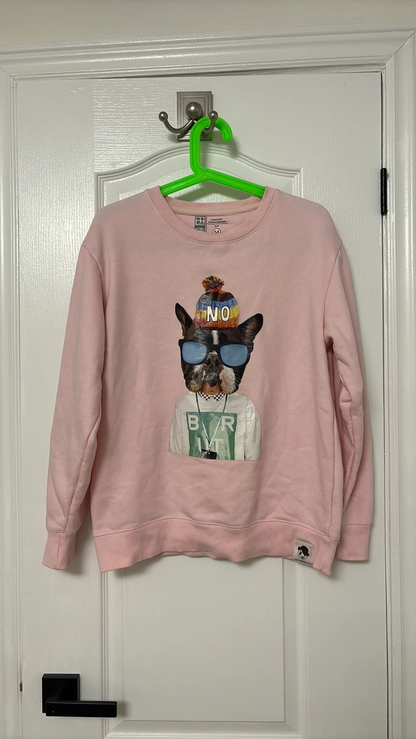 Pink Frenchie crew neck sweatshirt sz S/M